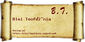 Blei Teofánia névjegykártya